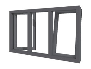 2 Draaikiepramen en vast glas | 3 vakken | aluminium